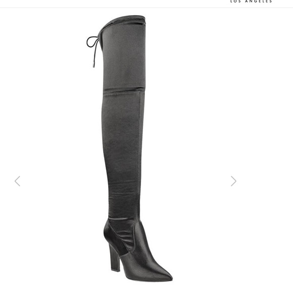 Black GUESS OVER THE KNEE MID THIGH BOOTS Size 6 - Picture 2 of 8